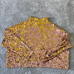 ALANI CASHMERE MOCK-NECK SWEATER BY PILCRO: SEQUIN EDITION